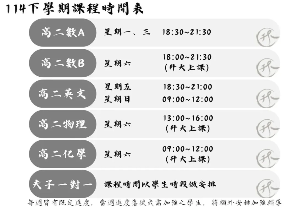 參天高二下學期課程
